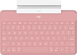 Logitech Keys-to-Go Kabellose Tablet-Tastatur, Bluetooth, iOS-Sondertasten, Ultraleicht & Geräuschlos, 3-Monate Akkulaufzeit, Fürs Tablet und Smartphone, Deutsches QWERTZ Layout - Rosa