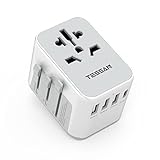 TESSAN Reiseadapter Weltweit, Universal Reisestecker mit 3 USB, 1 USB C und 1AC Steckdose, Internationaler Steckdosenadapter, Universaladapter für Deutschland USA England Thailand Italien Australien