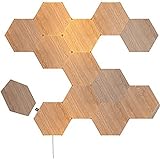 Nanoleaf Elements Hexagon Starter Kit, 13 Smarten Holzoptik LED Panels - Modulare Dimmbare WLAN Wandleuchte Innen, Musik Sync, Funktioniert mit Alexa Google Apple, Deko Wohnzimmer Schlafzimmer Büro
