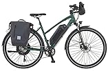 Prophete Entdecker eT300 Trekking E-Bike 28' | Trapezrahmen mit Fahrradtaschen | Damen/Herren/Elektrofahrrad | AEG Hinterradmotor | olivgrün