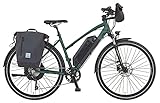 Prophete Entdecker eT300 Trekking E-Bike 28' | Trapezrahmen mit Fahrradtaschen | Damen/Herren/Elektrofahrrad | AEG Hinterradmotor | olivgrün