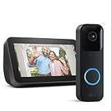 Blink Video Doorbell + Sync Module 2 + Echo Show 5 (anthrazit) | Zwei-Wege-Audio, HD-Video, App-Benachrichtigungen, einfache Einrichtung – kabellos oder kabelgebunden, schwarz