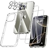 UniqueMe für iPhone 16 Pro Hülle - Handyhülle für iPhone 16 Pro Case, 5 in 1 Set Rundumschutz Schutzhülle Cover,1 Handyhülle & 2 Schutzfolie & 2 Kameraschutz - Transparent