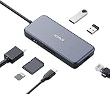 Anker USB C Hub, 7 in 1 PowerExpand+ Adapter mit 4K HDMI, 60W Power Delivery, 1GBPS Ethernet, 2 USB 3.0 Ports und SD/microSD Speicherkartenleser, für MacBook Pro 2020/2019 / 2018, Chromebook, XPS