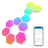 Govee Glide Hexagon LED Panel,10 RGBIC Smart Wandleuchte Innen Funktioniert mit Alexa und Google Assistant, Kreative Dekorative Wi-Fi Hexagon LED Panel Light Panels Musik Sync für Gaming & Zimmer Deko