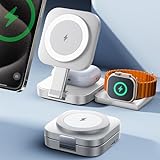 LISEN 3 in 1 Ladestation für Apple Watch Und iPhone Mehrere Geräte Magsafe Ladestation,Reisen Wireless Charger für iPhone Magsafe Stand Tragbar iPhone Apple Ladestation Fit Apple Watch Airpods