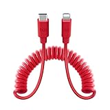 NEU equinux tizi Spiralkabel Ultra USB-C-auf-Lightning (1,4m, rot), Flexibles Daten- und Ladekabel, Apple Mfi Zertifiziert, PD Power Delivery Kabel zum Schnellladen, dehnbar, kompatibel mit iPhone