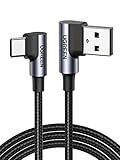 UGREEN USB C Ladekabel Winkel USB C Kabel gewinkelt Nylon USB auf USB C Kabel kompatibel mit Galaxy S24/S24+/S23/S22/A73/A53 P30 Lite Redmi 10 iPhone 15/15 Pro/15 Pro Max(1M)