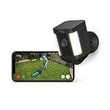 Ring Spotlight Kamera Plus Akku (Spotlight Cam Plus Battery)| Überwachungskamera aussen mit WLAN, HD-Video, LED-Flutlicht, Nachtsicht, Bewegungserfassung & Sirene | Alexa-kompatible Sicherheitskamera