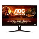 AOC Gaming CQ27G2SE - 27 Zoll QHD Curved Monitor, FreeSync Premium (2560x1440, 165 Hz, HDMI 1.4, DisplayPort 1.2) schwarz-rot