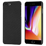 pitaka Magnetische Hülle Kompatibel mit iPhone 8 Plus/iPhone 7 Plus,MagEZ Case Aramidfaser[Kugelsicheres Material] Handyhülle, Ultra dünn Super Leicht Stabilst Passgenau - Schwarz/Grau(Köperbindung)