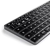 SATECHI Slim X1 Kabellose Bluetooth Tastatur mit Hintergrundbeleuchtung – Kompatibel mit MacBook Pro/Air 2020, 2020 iMac, 2020 iPad Pro/Air & neueren Mac-Geräten (Space Grau)