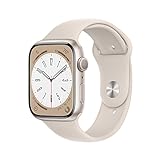 Apple Watch Series 8 (GPS, 45mm) Smartwatch - Aluminiumgehäuse Polarstern, Sportarmband Polarstern - Regular. Fitnesstracker, Blutsauerstoffund EKGApps, Always-On Retina Display, Wasserschutz