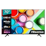 Hisense 70A6GG 178cm (70 Zoll) Fernseher, 4K UHD, HDR, Dolby Vision, Triple Tuner DVB-C/S/ S2/ T/ T2, Smart-TV, Bluetooth, WiFi, Alexa Built-In, DTS Virtual X, Hotel Mode, Schwarz [2022 ]