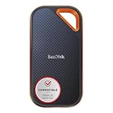 SanDisk Extreme PRO Portable SSD 2 TB (externe SSD, NVMe-SSD-Performance, 2,5 Zoll, 2.000 MB/s Lesen und Schreiben, AES-Verschlüsselung, IP65-Wasser- und -Staubschutz) grau