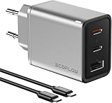 EcoFlow USB C Ladegerät GaN Rapid 65W Schnellladegerät mit 100W Kabel, 3 Ports, für iPhone 15/14/13 Plus Pro Max, MacBook Pro/Air, iPad Pro, Galaxy S23/S22, Note20, Pixel, Apple Watch usw.