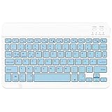 EasyAcc Bluetooth-Tastatur, Kabellose Bluetooth-Tastatur kompatibel mit Windows/Android/iOS, Tastatur mit QWERTZ Deutsches Layout Tablets, Tastatur mit 15cm Micro-USB-Kabel, Himmelblau