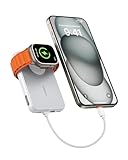 VEGER Mini Power Bank 20W PD, 10000mAh Powerbank mit Apple auf USB C Kabel, mit Apple Watch Laden, 2X USB-C, Externer Handyakkus LED Display kompatibel mit iPhone, Apple Watch(9-1), Handys usw(Weiß)