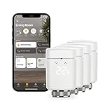 Eve Thermo (Apple Home) 4er Set - Smartes Heizkörperthermostat, Made in Germany, spart Heizkosten, smarte Heizungssteuerung, einfach installiert, Stiftung Warentest geprüft, Thread