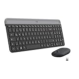 Logitech MK470 Slim Combo Kabelloses Tastatur-Maus-Set, 2.4 GHz Verbindung via Nano-USB-Empfänger, 10m Reichweite, 18-Monate Batterielaufzeit, PC/Laptop, Deutsches QWERTZ-Layout - Graphit