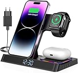 4 in 1 ladestation für iPhone und Watch Kabelloses Ladegerät 15W Faltbarer Induktive Wireless Charger für iPhone 15 14 13 12 11 Pro SE X XS XR & Watch 9 8 7 6 SE 5 4 3 2 Air Pods Pro