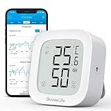 GoveeLife WLAN Hygrometer Thermometer, Digital Temperatur und Luftfeuchtigkeitsmesser Innen mit App Benachrichtigungs Alarm & Datenspeicherung, Fernkontrolle Geeignet für Schlafzimmer, Weinkeller