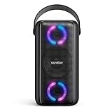 soundcore Trance Bluetooth Lautsprecher, Party Lautsprecher mit starker 80W Sound, 18H Akkulaufzeit, LED-Lichteffekte, App, IPX7 Wasserschutzklasse, für Drinnen und Draußen