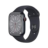 Apple Watch Series 8 (GPS + Cellular, 45mm) Smartwatch - Aluminiumgehäuse Mitternacht, Sportarmband Mitternacht - Regular. Fitnesstracker, Blutsauerstoffund EKGApps, Wasserschutz