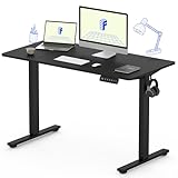 FLEXISPOT Höhenverstellbarer Schreibtisch Basic Plus 140x80cm-MASSIVE TISCHPLATTE-Memory-Handsteuerung-Sitz-Stehpult für Büro & Home-Office(schwarz)