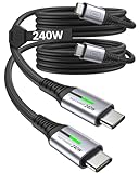 INIU 240W USB C Kabel, [2-Pack 2m] PD Schnellladekabel USB C auf USB C, Nylon Geflochten Ladekabel USB-C Ladegerät für iPhone 15 Pro Max Samsung Galaxy S23 S22 Pixel 7 iPad Pro MacBook Air Tablet usw