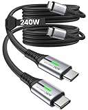 INIU 240W USB C Kabel, [2-Pack 2m] PD Schnellladekabel USB C auf USB C, Nylon Geflochten Ladekabel USB-C Ladegerät für iPhone 16 15 Pro Max Samsung Galaxy S23 S22 Pixel 7 iPad Pro MacBook Air usw