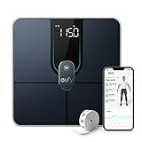 eufy Personenwaage, Smart Scale P2 Pro, Digitale Körperfettwaage WLAN/Bluetooth, 16 Messwerte inkl. Gewicht, Herzfrequenz, Körperfett, BMI, Muskel-/Knochenmasse (Schwarz)