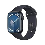 Apple Watch Series 9 (GPS, 45 mm) Smartwatch mit Aluminiumgehäuse und Sportarmband M/L in Mitternacht. Fitnesstracker, Blutsauerstoff und EKG Apps, Always-On Retina Display, Wasserschutz