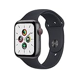Apple Watch SE (1. Generation) (GPS + Cellular, 44mm) Smartwatch - Aluminiumgehäuse Space Grau, Sportarmband Mitternacht - Regular. Fitness-und Aktivitätstracker, Herzfrequenzmesser, Wasserschutz