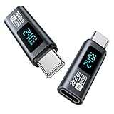 240W USB C auf USB C Adapter [2Stück] 20Gbps Adapter USB C mit LED Display,Adapter Typ C Output Power MAX 48V/5A für iPhone15/15 Pro/15 Pro MAX, Samsung Galaxy S23/S22 und mehr USB-C Geräte