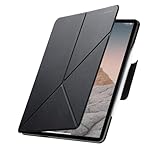 PITAKA Hülle für iPad Air 13 2024 Magnetische Hülle für iPad Pro 12.9 2022/2021/2020/2018 Ultraleichte iPad Schutzhülle mit Stifthalter Mehrwinkliger Stand aus PU Leder Schwarz [MagEZ Folio 2]