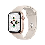 Apple Watch SE (1. Generation) (GPS + Cellular, 44mm) Smartwatch - Aluminiumgehäuse Gold, Sportarmband Sternenlicht - Regular. Fitness-und Aktivitätstracker, Herzfrequenzmesser, Wasserschutz