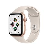 Apple Watch SE (1. Generation) (GPS + Cellular, 44mm) Smartwatch - Aluminiumgehäuse Gold, Sportarmband Sternenlicht - Regular. Fitness-und Aktivitätstracker, Herzfrequenzmesser, Wasserschutz