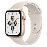 Apple Watch SE (1. Generation) (GPS + Cellular, 44mm) Smartwatch - Aluminiumgehäuse Gold, Sportarmband Sternenlicht - Regular. Fitness-und Aktivitätstracker, Herzfrequenzmesser, Wasserschutz