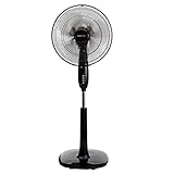 Amazon Basics Oszillierender Dual-3-Blatt-Standventilator, digital, mit Fernbedienung, Schwarz