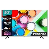 Hisense 50A6GG 126 cm (50 Zoll) Fernseher, 4K UHD, Smart-TV, HDR, Dolby Vision, Dreifachtuner DVB-C/S/S2/T/T2, WLAN, Bluetooth, Alexa, DTS Virtual X, Hotelmodus, Schwarz [2022], Betriebsystem VIDAA U