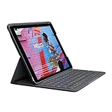 Logitech Slim Folio für iPad (7., 8. und 9. Generation) Tastatur-Case mit integrierter kabelloser Tastatur, Deutsches QWERTZ-Layout - Graphit