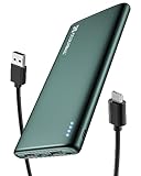 Coolreall Power Bank 10000mAh, Schlank & Leicht Handy Externer Akku mit USB C (Eingang & Ausgang), 2 USB Ausgängen und Mirco USB Eingängen, Powerbank für iPhone, Samsung Galaxy, Huawei, Xiaomi, iPad