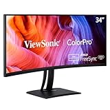 Viewsonic ColorPro VP3481A 86,4 cm (34 Zoll) Fotografen Monitor mit Kalibrierfunktion (UWQHD, 100% sRGB, HDR10, USB 3.1, RJ45, USB Typ C, HDMI, DP, 5 Jahre Austauschservice) Schwarz