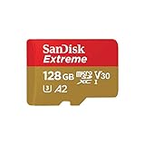 SanDisk Extreme microSDXC UHS-I Speicherkarte 128 GB + Adapter (Für Smartphones, Actionkameras und Drohnen, A2, C10, V30, U3, 190 MB/s Übertragung, RescuePRO Deluxe)