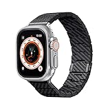 pitaka Carbon Armband Kompatibel mit Apple Watch Ultra/8/7/6/SE/5/4/3/2/1 aus Kohlefaser Uhrenarmband Universal Ersatzarmband mit Magnetischem Verschluss Minimalismus 49/45/44/42/41/40/38 mm Modern