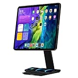 pitaka Magnetisch Tablet Ständer Verstellbare iPad Halterung mit 15W kabelloser Ladestation Premium iPad Halter kompatibel mit MagEZ Case 2 für iPad Pro und Allen Tablets [MagEZ Stand] Schwarz