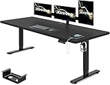 JUMMICO Höhenverstellbarer Schreibtisch 180 x 80 cm mit Kabelwanne, Höhenverstellbar Elektrisch Stehpult mit USB-Buchse, Computertisch, Ergonomischer Steh-Sitz Tisch, Bürotisch, Schwarz