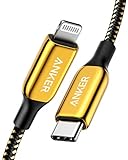 Anker Powerline+ III,2020 Special Edition 24K Gold USB-C auf Lightning-Ladekabel, 180cm, MFi-zertifiziertes Lightning Kabel,für iPhone 12/11/11 Pro/X/XR,unterstützt Power Delivery (in Gold)