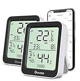 Govee Thermometer Hygrometer, Mini LCD Digital Innen mit Benachrichtigungs Alarm, Präzise Temperatur mit APP, Datenspeicherung für Gewächshaus Weinkeller, 2er-Pack